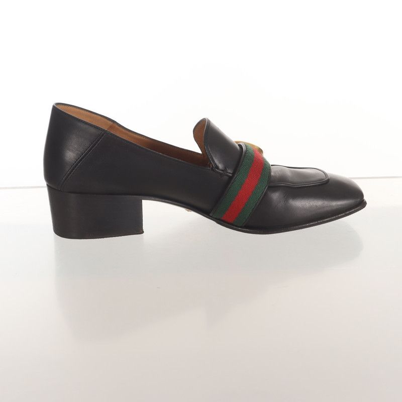 Gucci Gucci Black Leather Mid-Heel Loafers 0079 Size US 5.5 / EU 38 - 4 Thumbnail