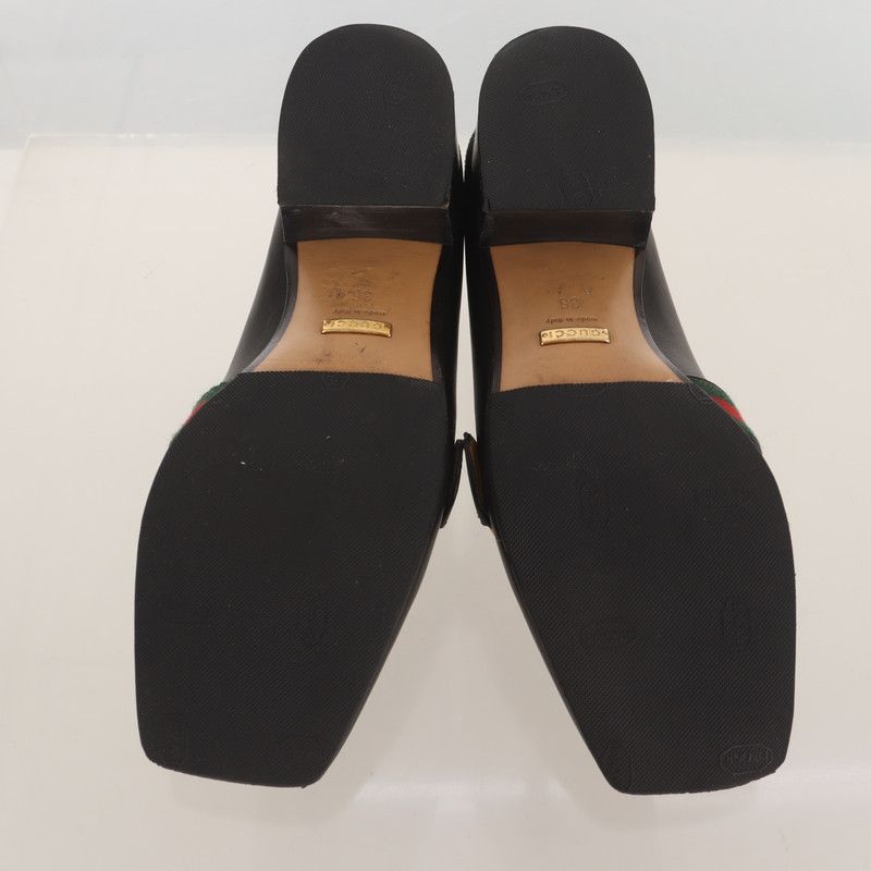 Gucci Gucci Black Leather Mid-Heel Loafers 0079 Size US 5.5 / EU 38 - 5 Thumbnail