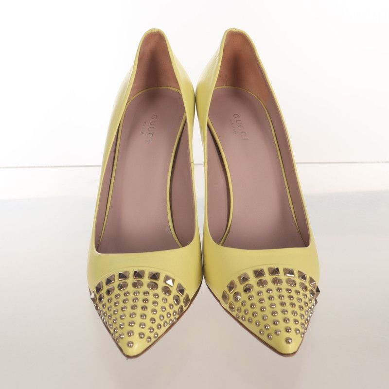 Gucci Gucci Yellow Leather Pointed High Heels 0079 Size US 8.5 / EU 41-42 - 2 Thumbnail