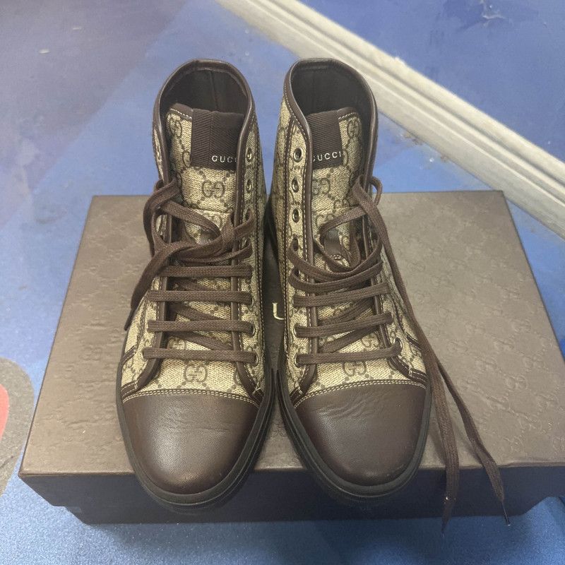 Gucci Gucci High-Top Lace-Up Sneakers with GG Pattern 0079 Size US 9.5 / EU 42-43 - 2 Thumbnail