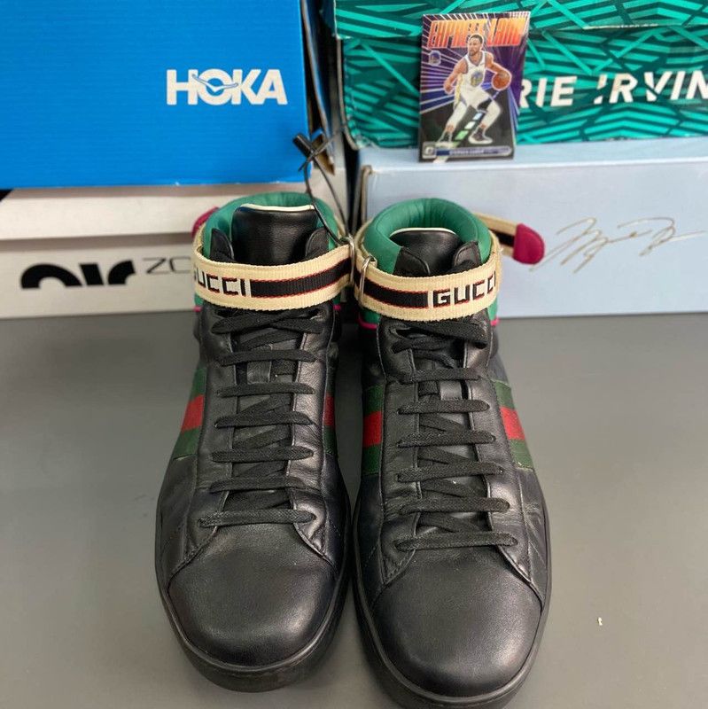 Gucci Gucci Ace Series Black Leather Sneakers 0079 Size US 9.5 / EU 42-43 - 2 Thumbnail