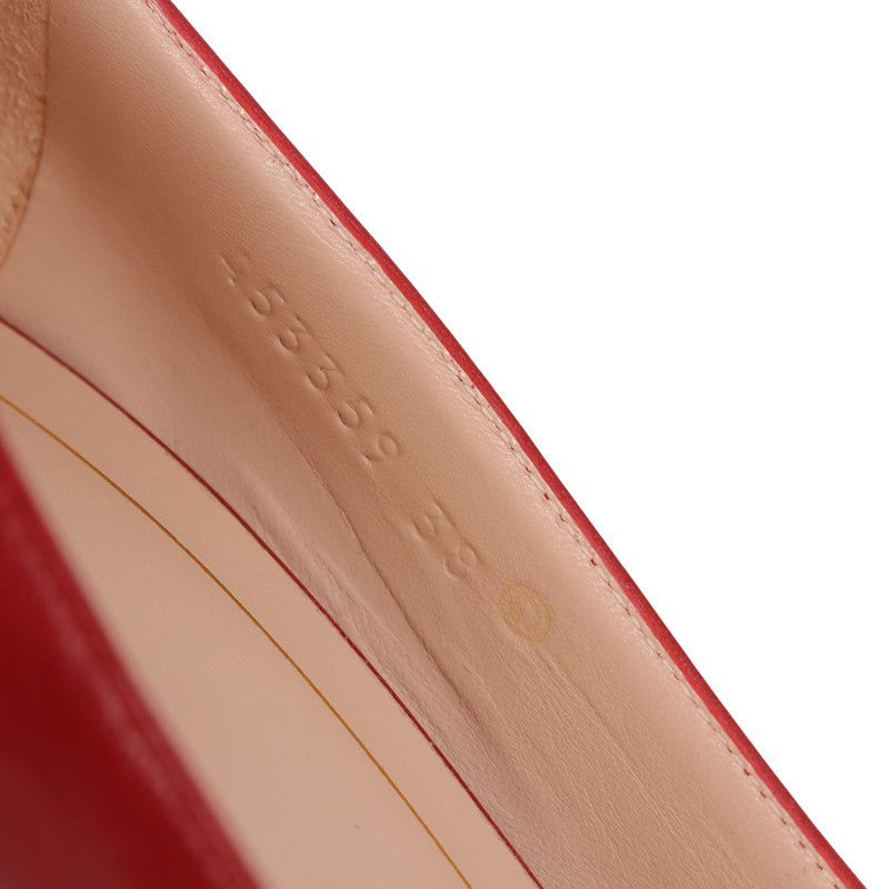 Gucci Gucci Red Leather Chunky Heels with Floral Detail 0079 Size US 7.5 / EU 40-41 - 9 Thumbnail