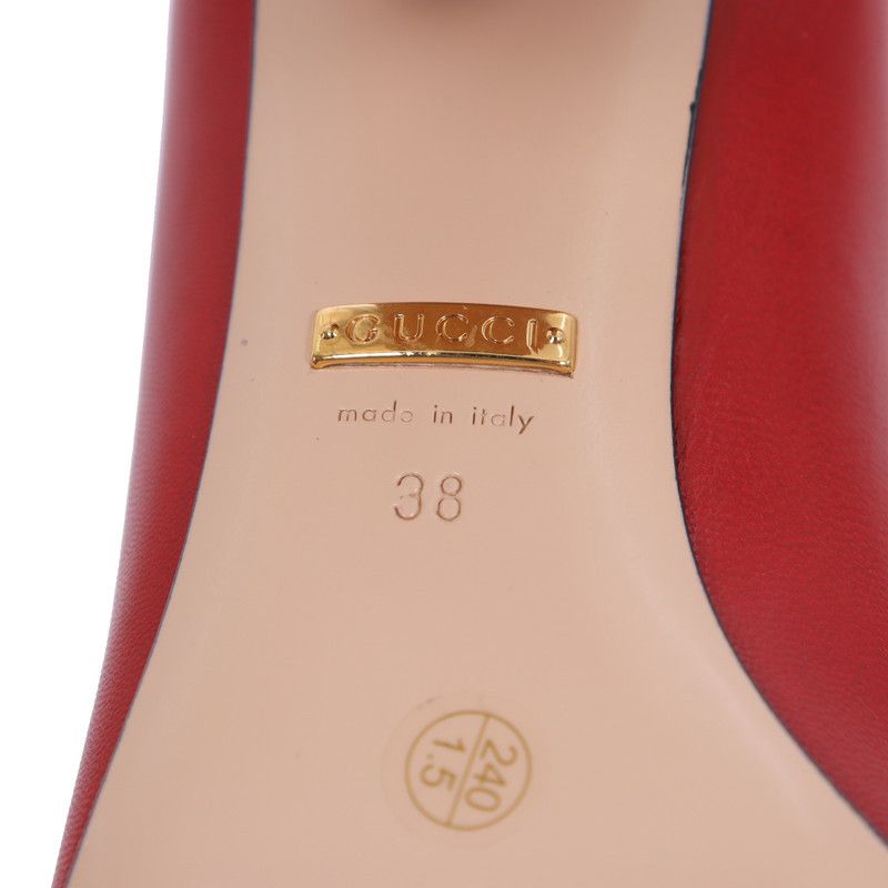 Gucci Gucci Red Leather Chunky Heels with Floral Detail 0079 Size US 7.5 / EU 40-41 - 7 Thumbnail