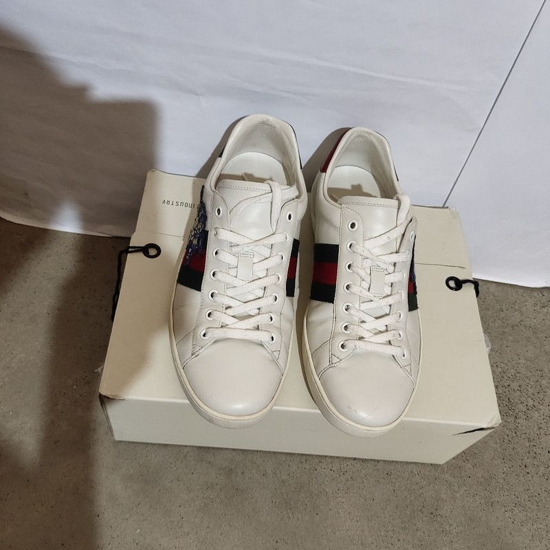 Gucci Gucci ACE White Leather Sneakers with Embroidery 0079 Size US 9 / EU 42 - 2 Thumbnail