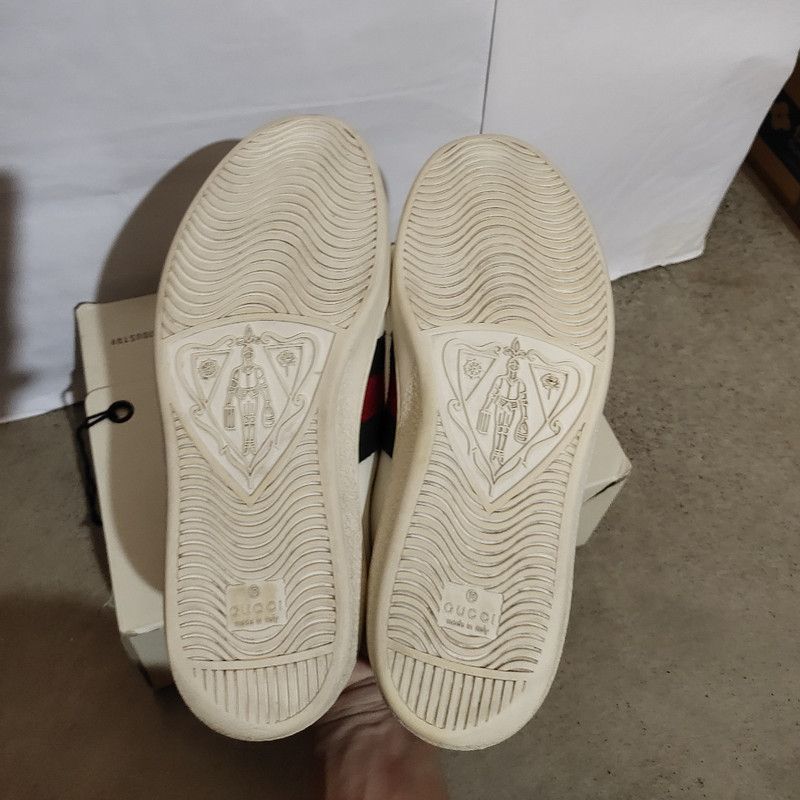 Gucci Gucci ACE White Leather Sneakers with Embroidery 0079 Size US 9 / EU 42 - 4 Thumbnail
