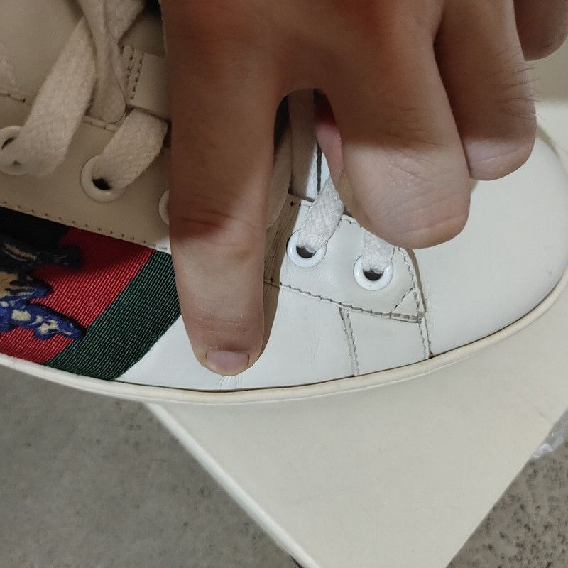 Gucci Gucci ACE White Leather Sneakers with Embroidery 0079 Size US 9 / EU 42 - 9 Thumbnail
