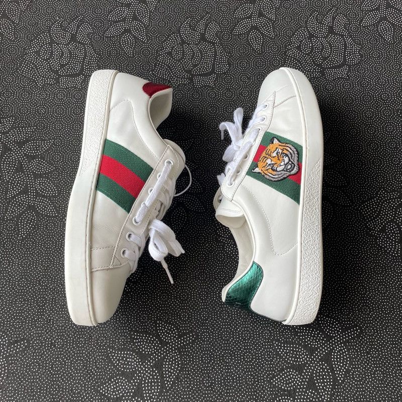 Gucci Gucci Ace Tiger Embroidered Low-Top Sneakers 0079 Size US 8.5 / EU 41-42 - 8 Thumbnail