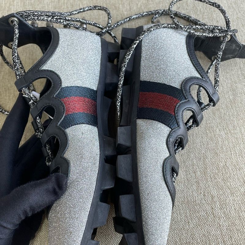 Gucci Gucci Silver Leather Grift Soccer Shoes 0079 Size US 5.5 / EU 38 - 15 Thumbnail