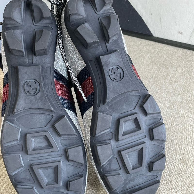 Gucci Gucci Silver Leather Grift Soccer Shoes 0079 Size US 5.5 / EU 38 - 12 Thumbnail