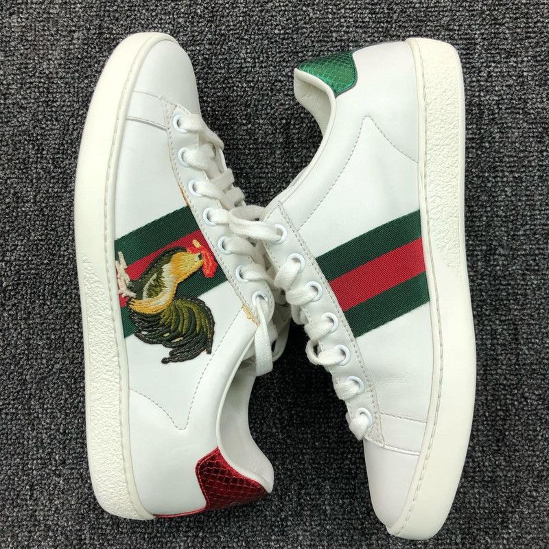 Gucci Gucci White Leather Lace-Up Sneakers 0079 Size US 5.5 / EU 38 - 6 Thumbnail