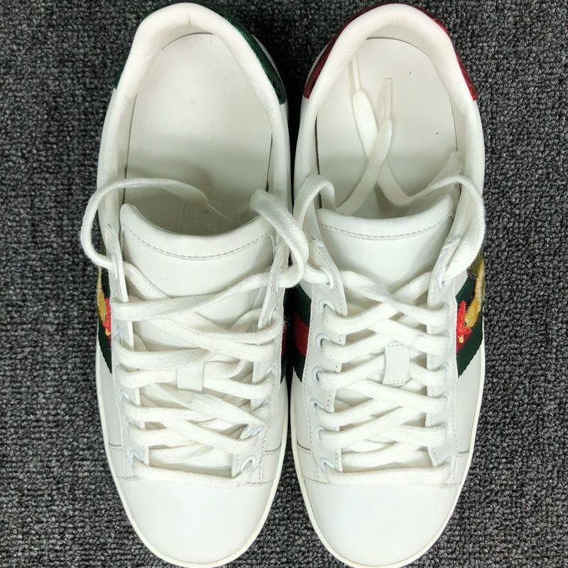 Gucci Gucci White Leather Lace-Up Sneakers 0079 Size US 5.5 / EU 38 - 2 Thumbnail