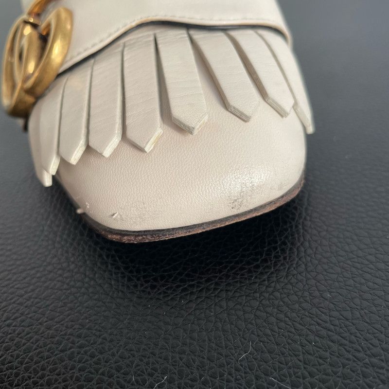 Gucci Gucci White Fringed GG Buckle Heeled Loafers 0079 Size US 5 / EU 37 - 24 Thumbnail