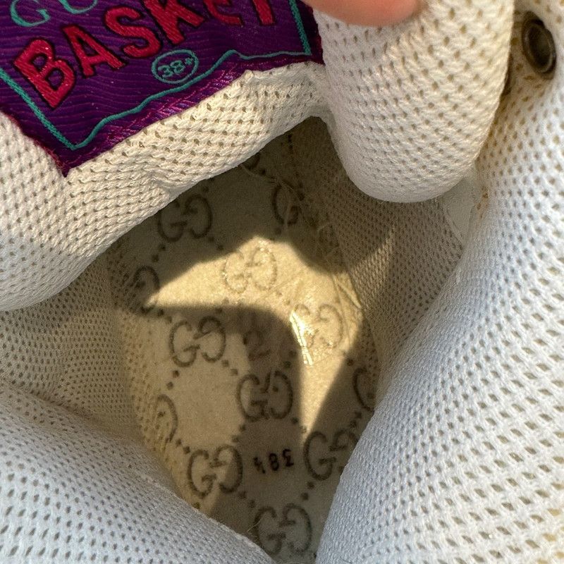 Gucci Gucci High-Top Basketball Sneakers in White and Blue 0079 Size US 7.5 / EU 40-41 - 6 Thumbnail