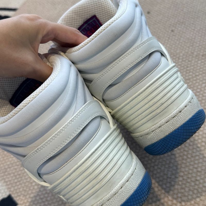 Gucci Gucci High-Top Basketball Sneakers in White and Blue 0079 Size US 7.5 / EU 40-41 - 3 Thumbnail