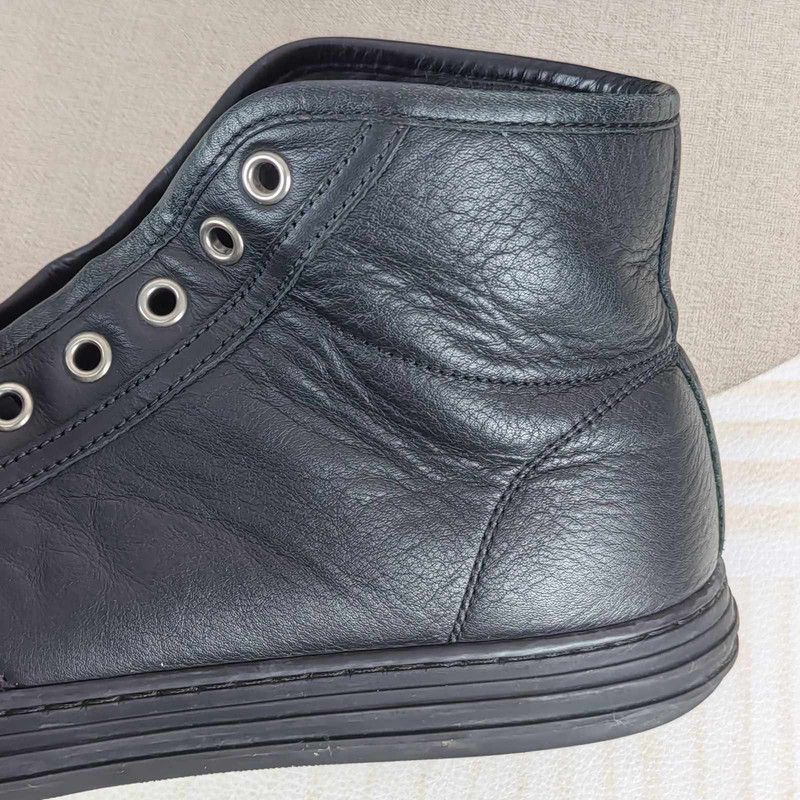 Gucci Gucci Black Leather High-Top Sneakers for Men 0079 Size US 8 / EU 41 - 9 Thumbnail