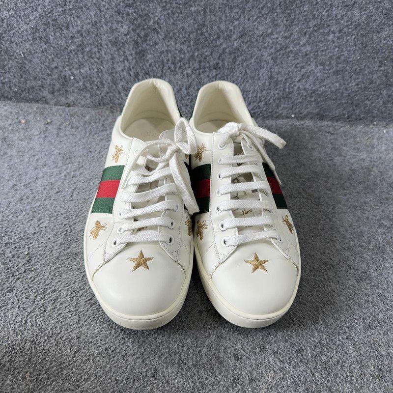 Gucci Gucci Ace Leather Bee Embroidered Sneakers 0079 Size US 8 / EU 41 - 2 Thumbnail