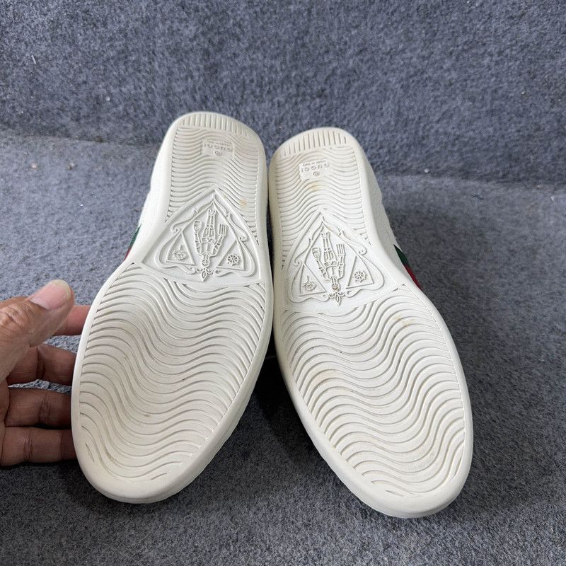 Gucci Gucci Ace Leather Bee Embroidered Sneakers 0079 Size US 8 / EU 41 - 4 Thumbnail