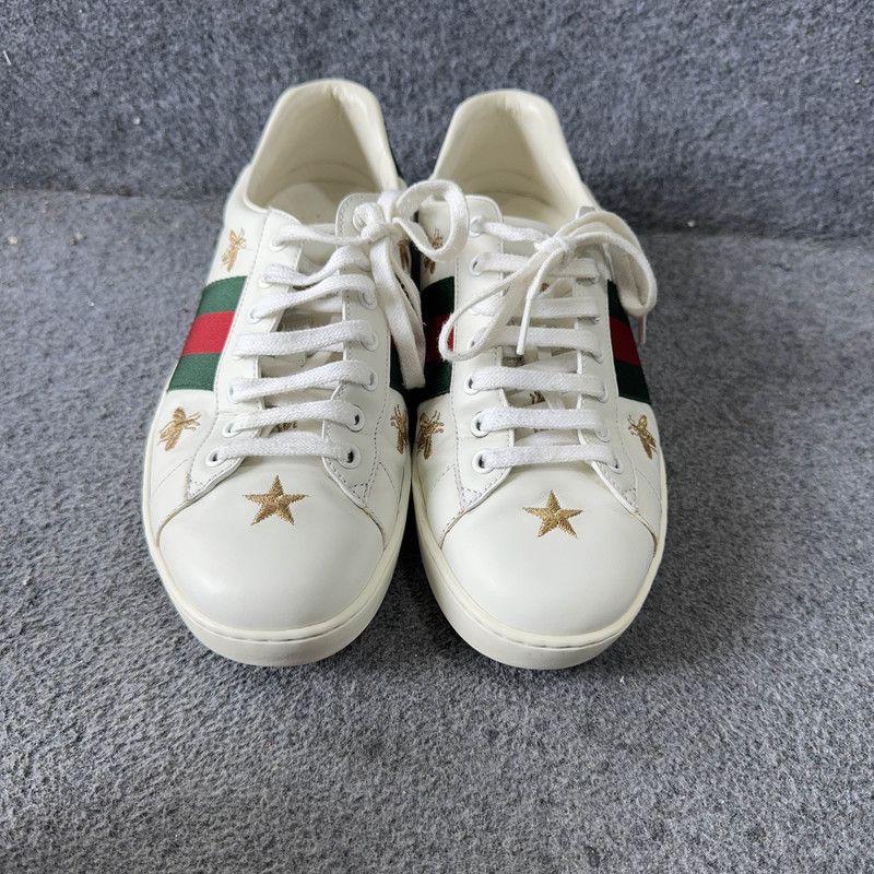 Gucci Gucci Ace Leather Bee Embroidered Sneakers 0079 Size US 8 / EU 41 - 7 Thumbnail