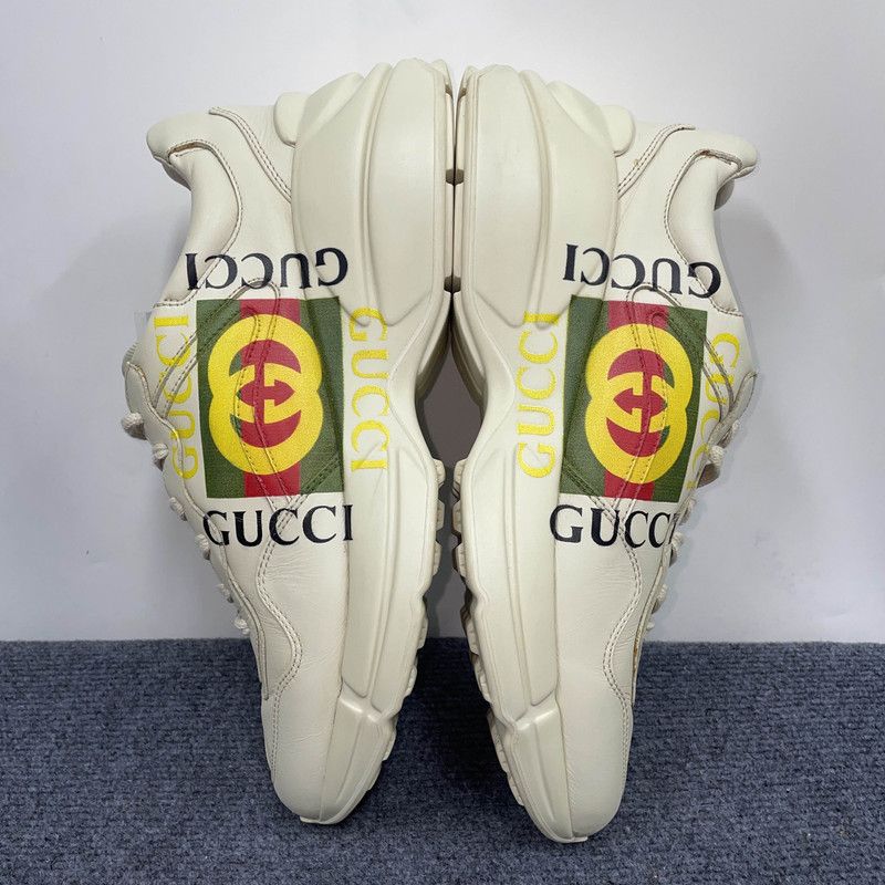 Gucci Gucci Rhyton Classic Logo Sneakers in Beige 0079 Size US 8 / EU 41 - 11 Thumbnail