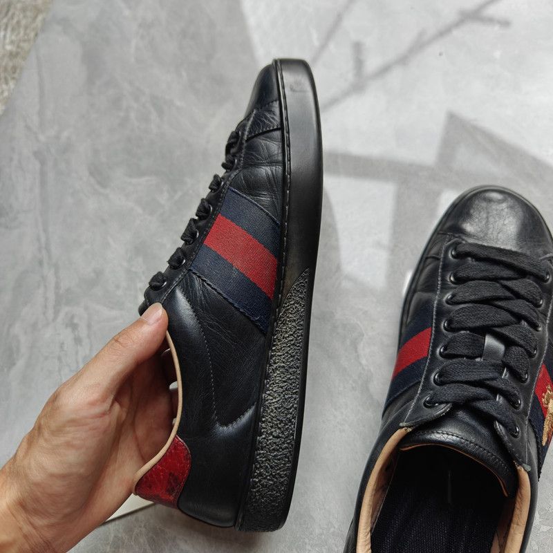 Gucci Gucci Ace Bee Black Fashion Sneakers for Men 0079 Size US 9.5 / EU 42-43 - 7 Thumbnail