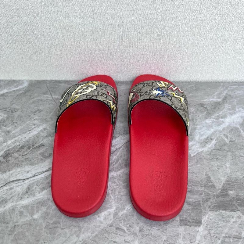 Gucci Gucci Red GG Mushroom Pattern Slide Sandals 0079 Size US 5.5 / EU 38 - 3 Thumbnail
