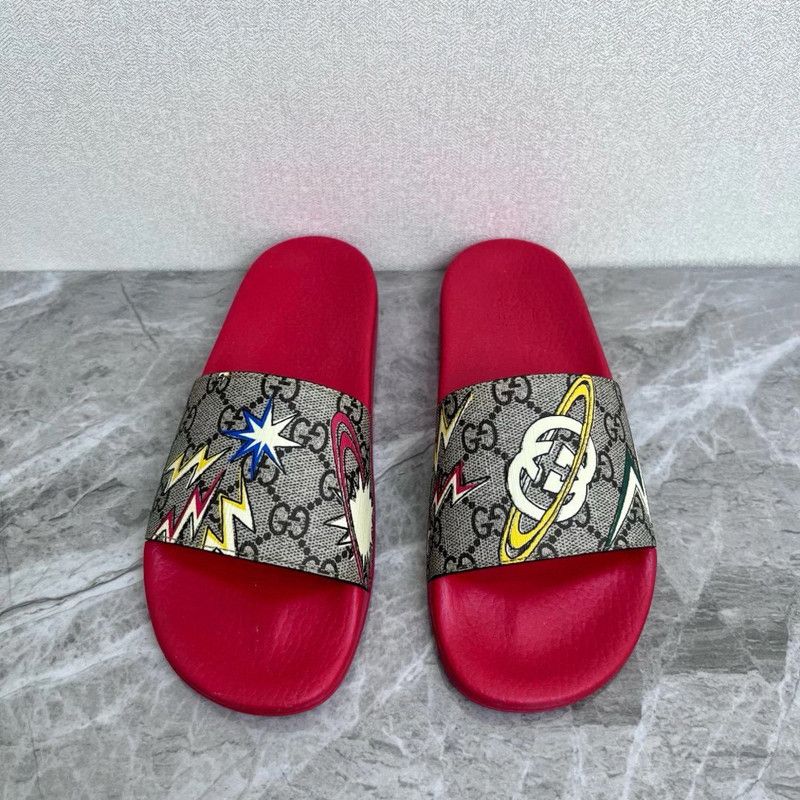 Gucci Gucci Red GG Mushroom Pattern Slide Sandals 0079 Size US 5.5 / EU 38 - 2 Thumbnail