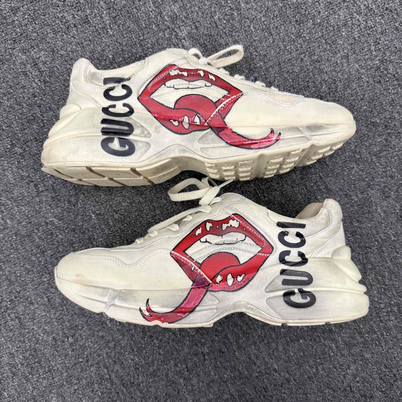 Gucci Gucci Rhyton Leather Lip Print Low-top Sneakers 0079 Size US 8 / EU 41 - 7 Thumbnail