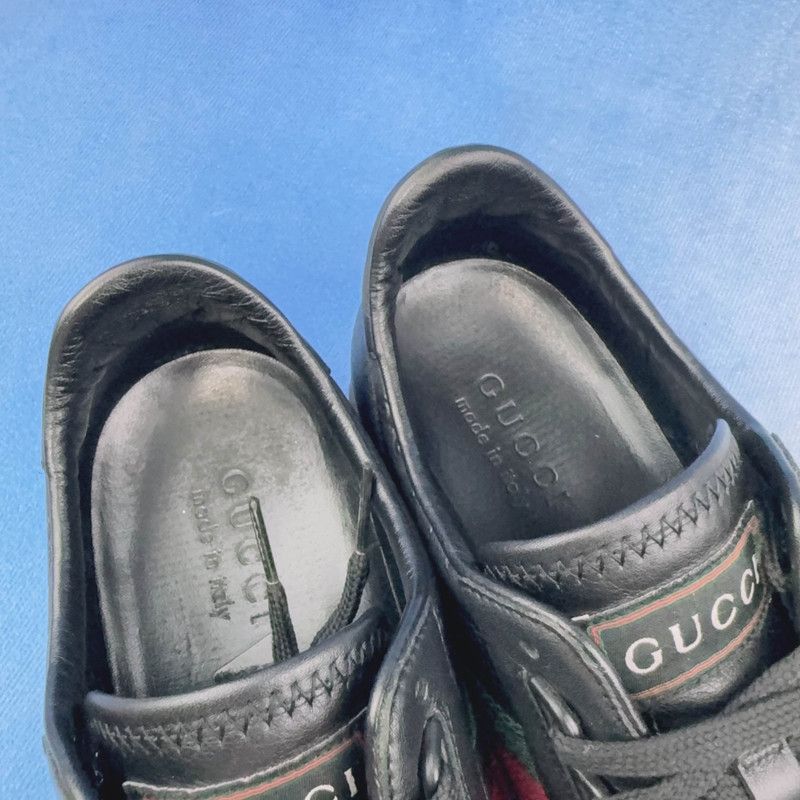 Gucci Gucci Black Leather Casual Sneakers 0079 Size US 8.5 / EU 41-42 - 8 Thumbnail