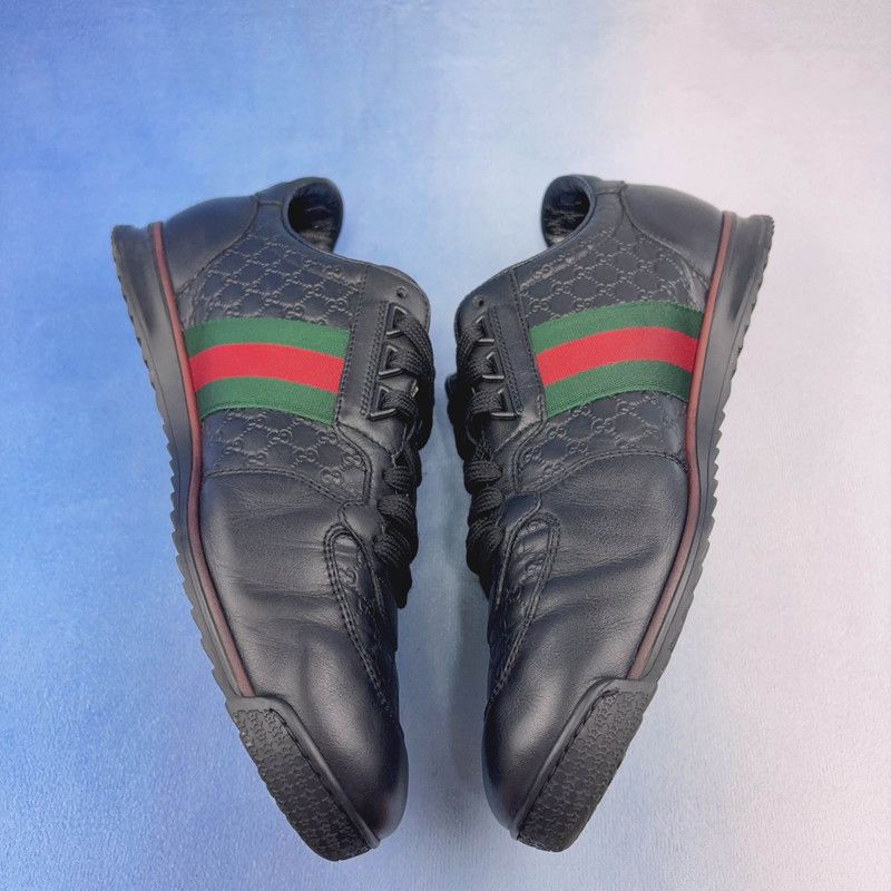 Gucci Gucci Black Leather Casual Sneakers 0079 Size US 8.5 / EU 41-42 - 6 Thumbnail