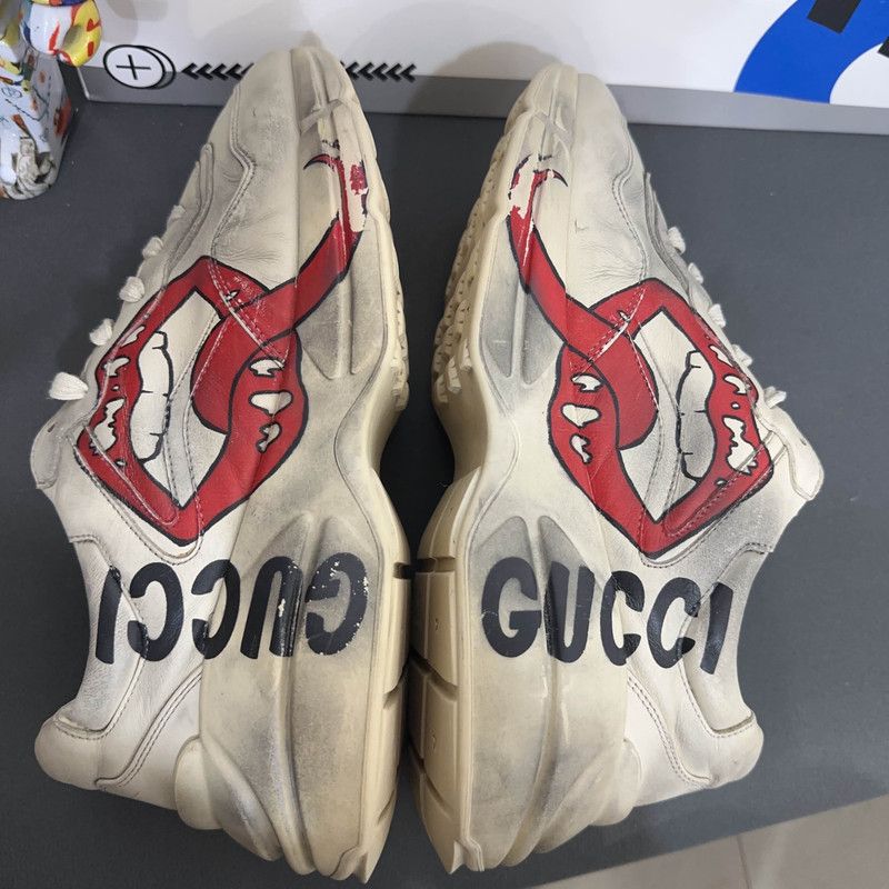 Gucci Gucci Rhyton Leather Lip Print Low-Top Sneakers 0079 Size US 8.5 / EU 41-42 - 7 Thumbnail