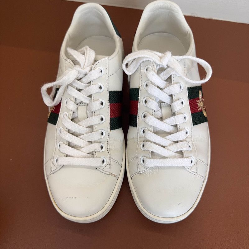 Gucci Gucci Bee Embroidered White Sneakers 0079 Size US 5 / EU 37 - 2 Thumbnail