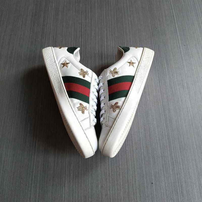 Gucci Gucci Ace Leather Embroidered Bee Sneakers 0079 Size US 8.5 / EU 41-42 - 8 Thumbnail