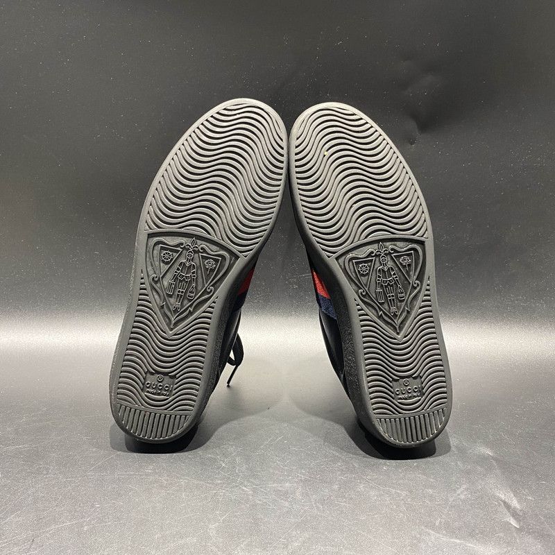 Gucci Gucci Black Leather Bee Embroidered Sneakers 0079 Size US 8 / EU 41 - 4 Thumbnail