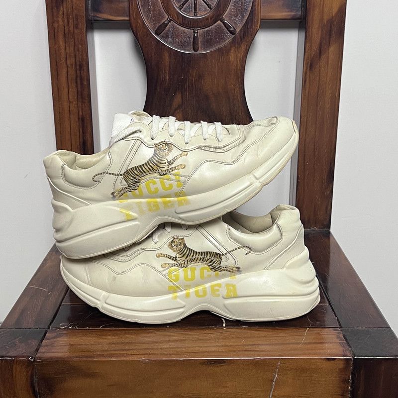 Gucci Gucci Rhyton Leather Dad Sneakers in Ivory 0079 Size US 8.5 / EU 41-42 - 8 Thumbnail