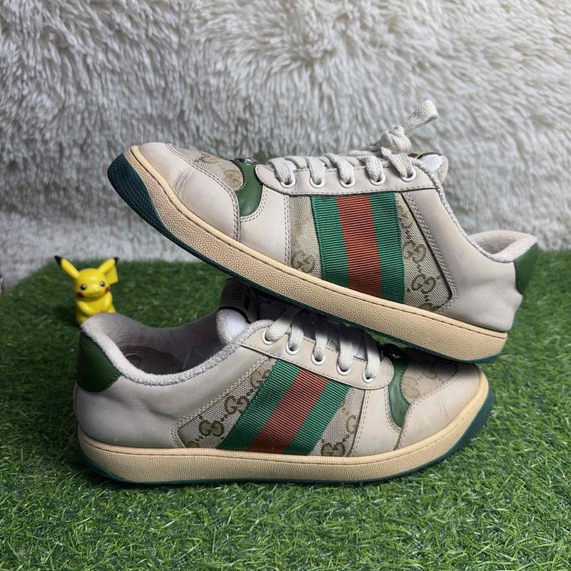 Gucci Gucci Screener Green Leather Sneakers for Men 0079 Size US 8 / EU 41 - 8 Thumbnail