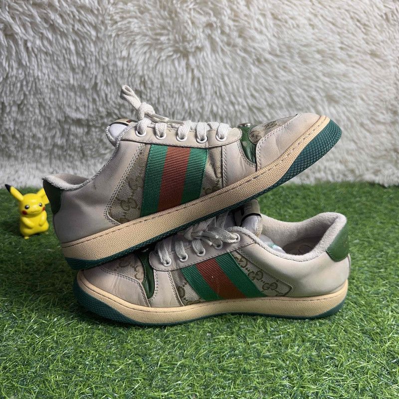 Gucci Gucci Screener Green Leather Sneakers for Men 0079 Size US 8 / EU 41 - 9 Thumbnail
