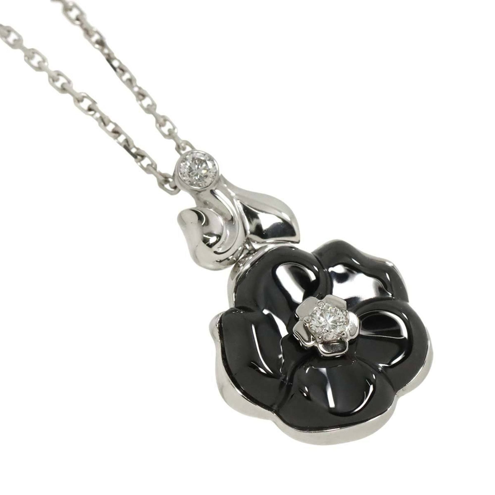CHANEL Camellia Diamond Necklace, 45cm, K18 WG White Gold, 750