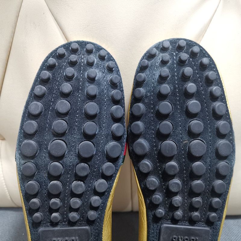 Gucci Gucci Gold Flats with Signature Green-Red Stripe 0079 Size US 7.5 / EU 40-41 - 7 Thumbnail