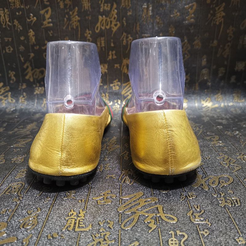 Gucci Gucci Gold Flats with Signature Green-Red Stripe 0079 Size US 7.5 / EU 40-41 - 3 Thumbnail