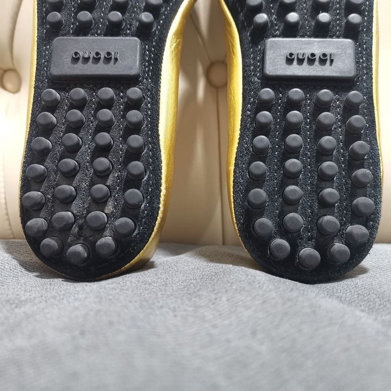 Gucci Gucci Gold Flats with Signature Green-Red Stripe 0079 Size US 7.5 / EU 40-41 - 6 Thumbnail