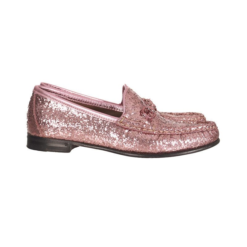 Gucci Pink Sequined Flat Shoes 0079