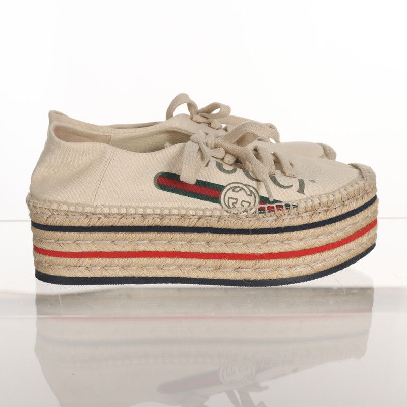 Gucci Gucci Women's New Logo Canvas Wedge Sneakers 0079 Size US 6.5 / EU 39-40 - 3 Thumbnail