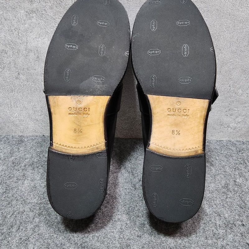 Gucci Gucci Interlocking Black Leather Loafers for Men 0079 Size US 9.5 / EU 42-43 - 4 Thumbnail