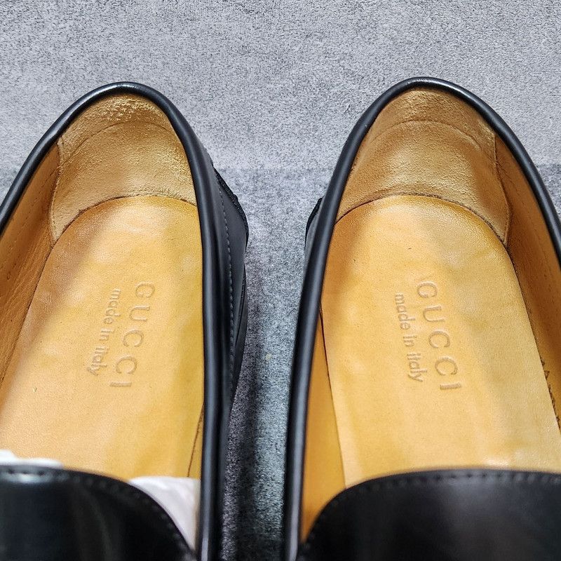 Gucci Gucci Interlocking Black Leather Loafers for Men 0079 Size US 9.5 / EU 42-43 - 10 Thumbnail