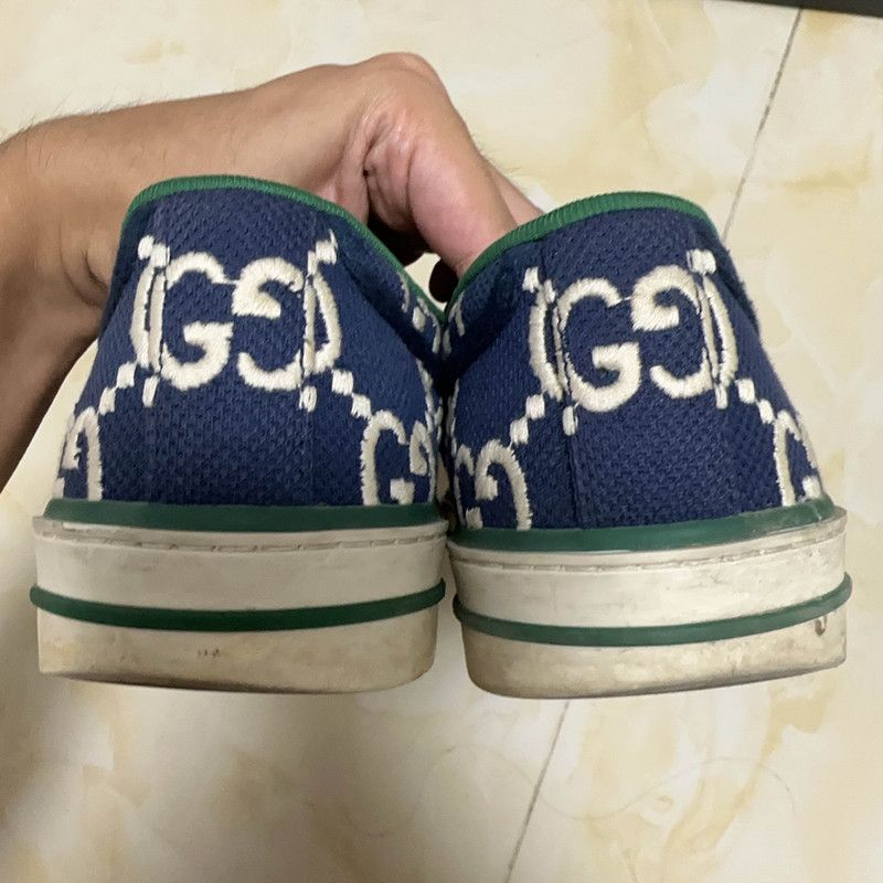 Gucci Gucci 1977 Tennis Blue Cotton Fashion Sneakers 0079 Size US 9.5 / EU 42-43 - 3 Thumbnail