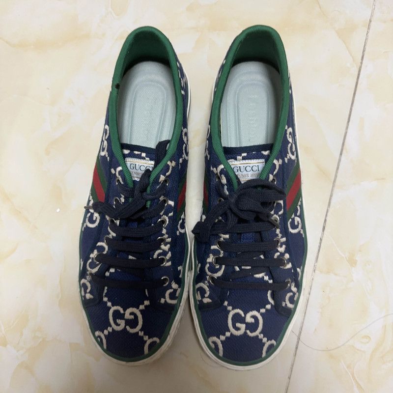 Gucci Gucci 1977 Tennis Blue Cotton Fashion Sneakers 0079 Size US 9.5 / EU 42-43 - 2 Thumbnail