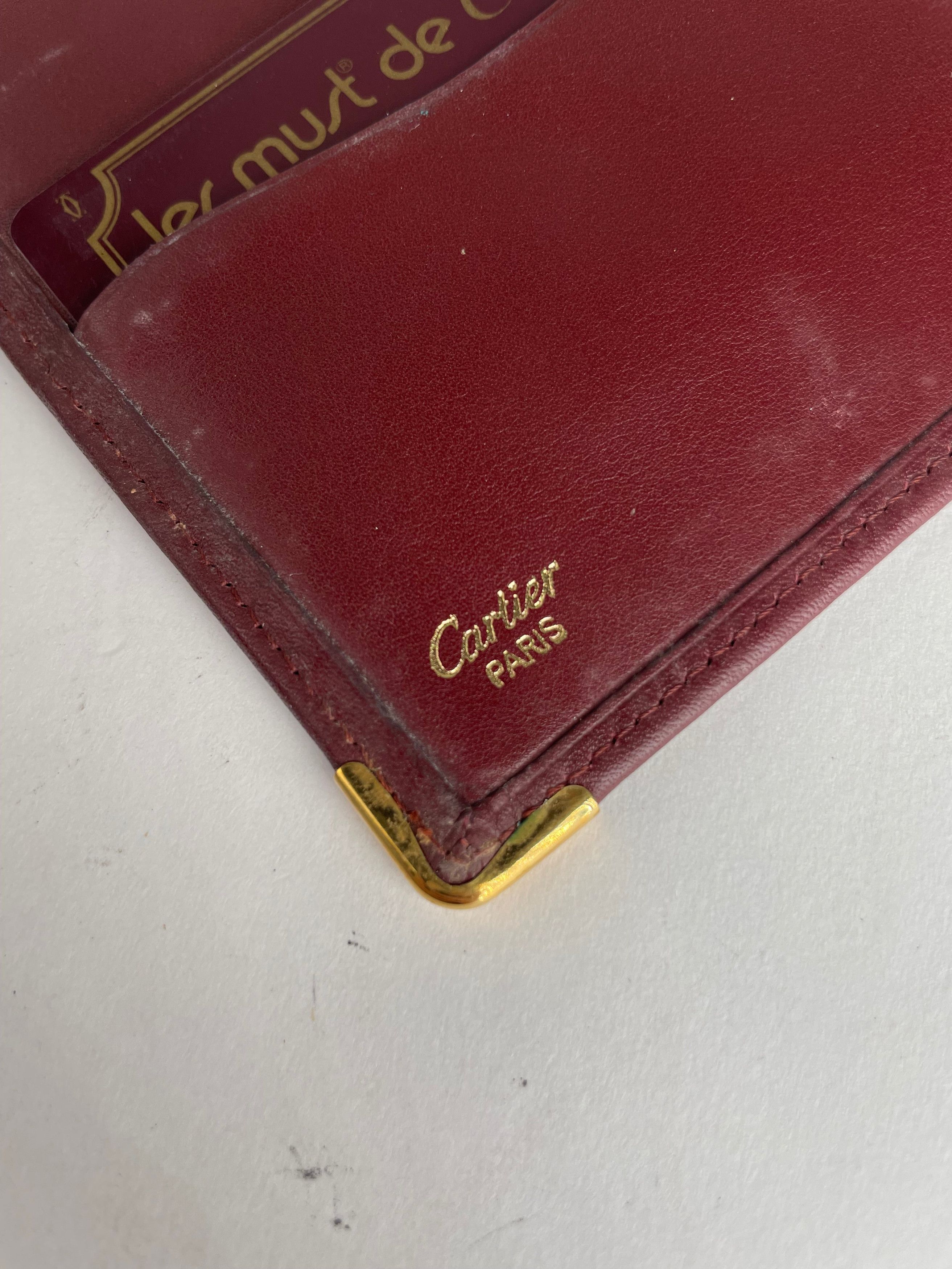 Cartier Vintage Leather ID Holder Burgundy Size ONE SIZE - 13 Thumbnail
