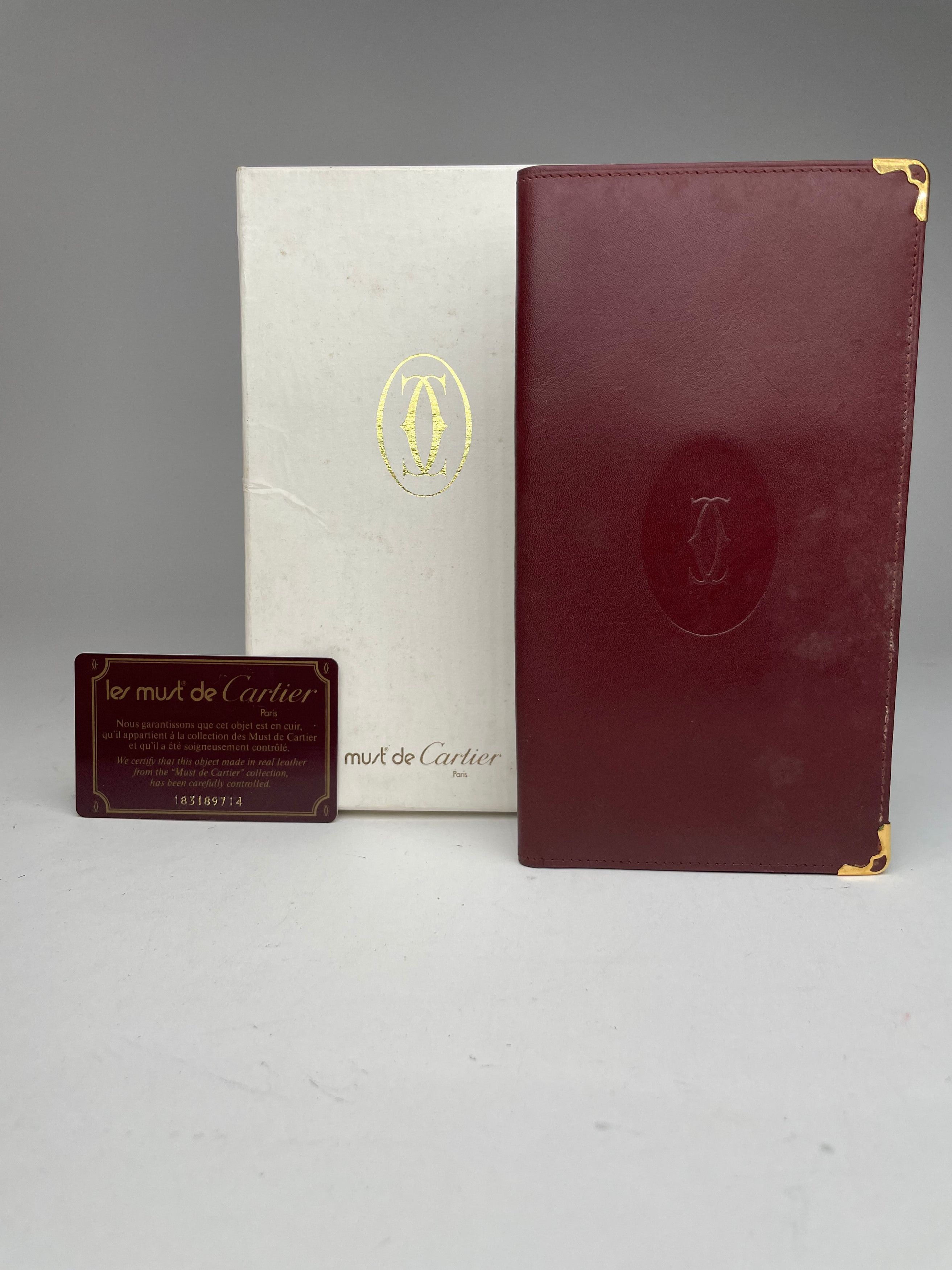 Cartier Vintage Leather ID Holder Burgundy Size ONE SIZE - 3 Thumbnail
