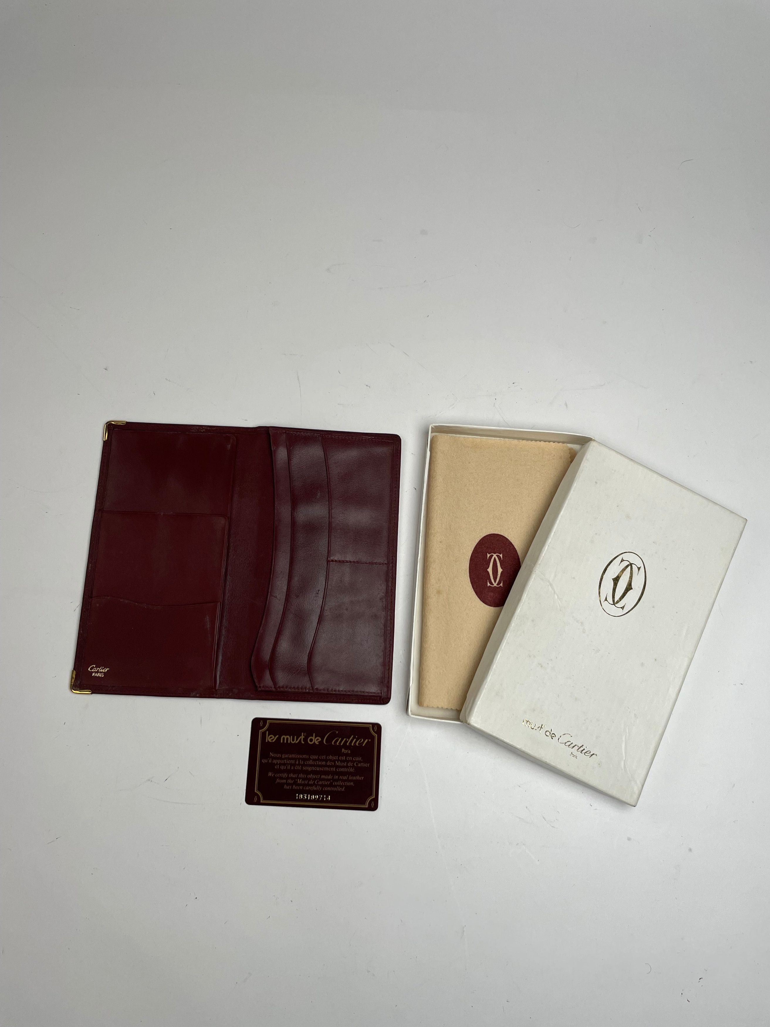 Cartier Vintage Leather ID Holder Burgundy Size ONE SIZE - 2 Thumbnail