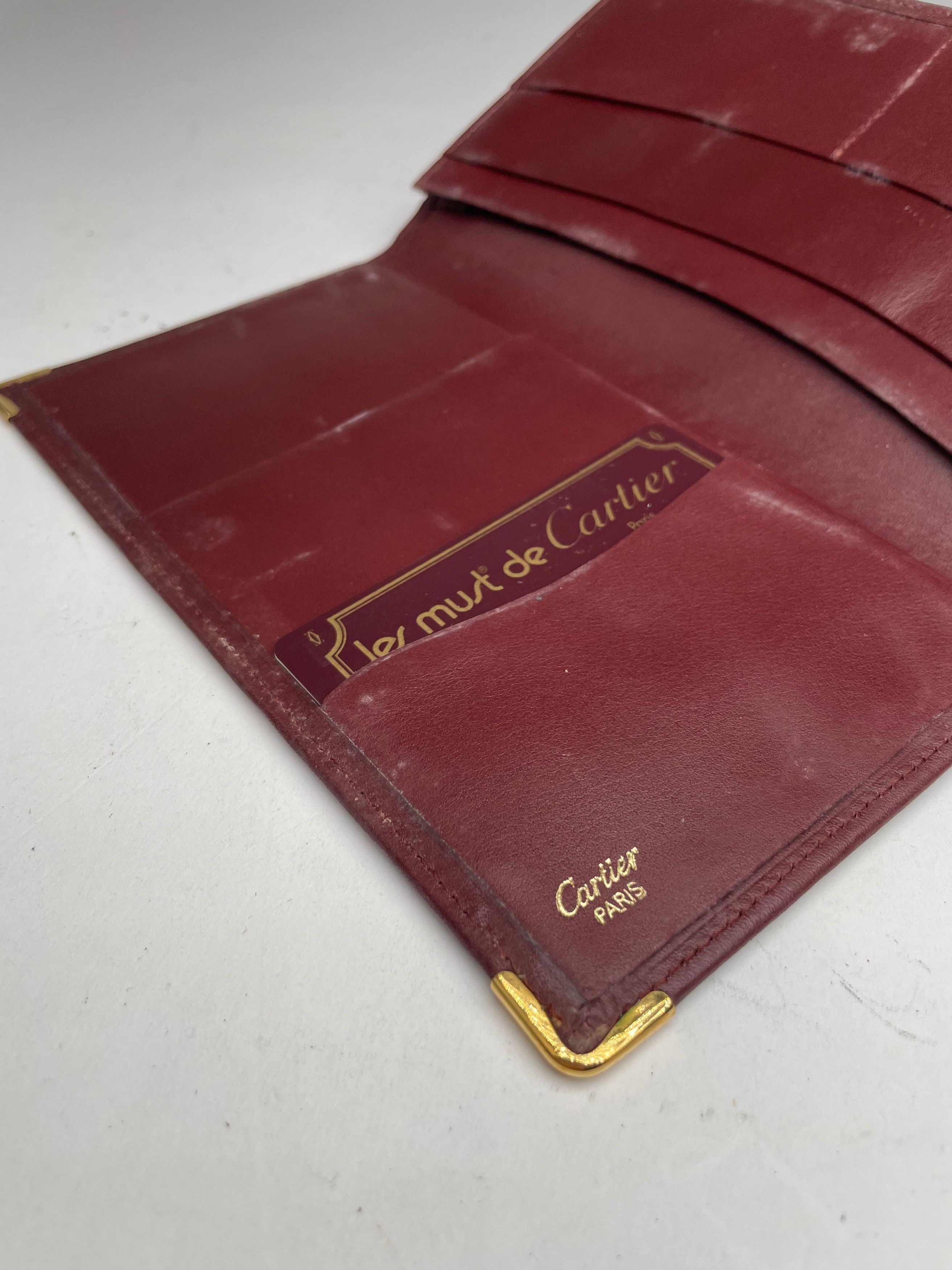 Cartier Vintage Leather ID Holder Burgundy Size ONE SIZE - 4 Thumbnail
